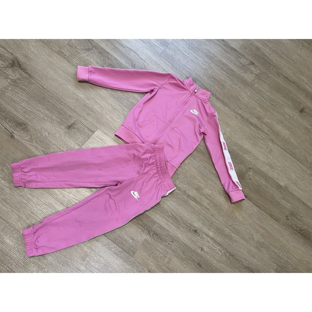 Nike Girl's Sz 4T Toddler Pink Tracksuit Set Jacket Pants Full Zip Toddler